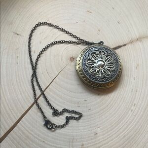 Vintage Brass and Silver Locket Necklace